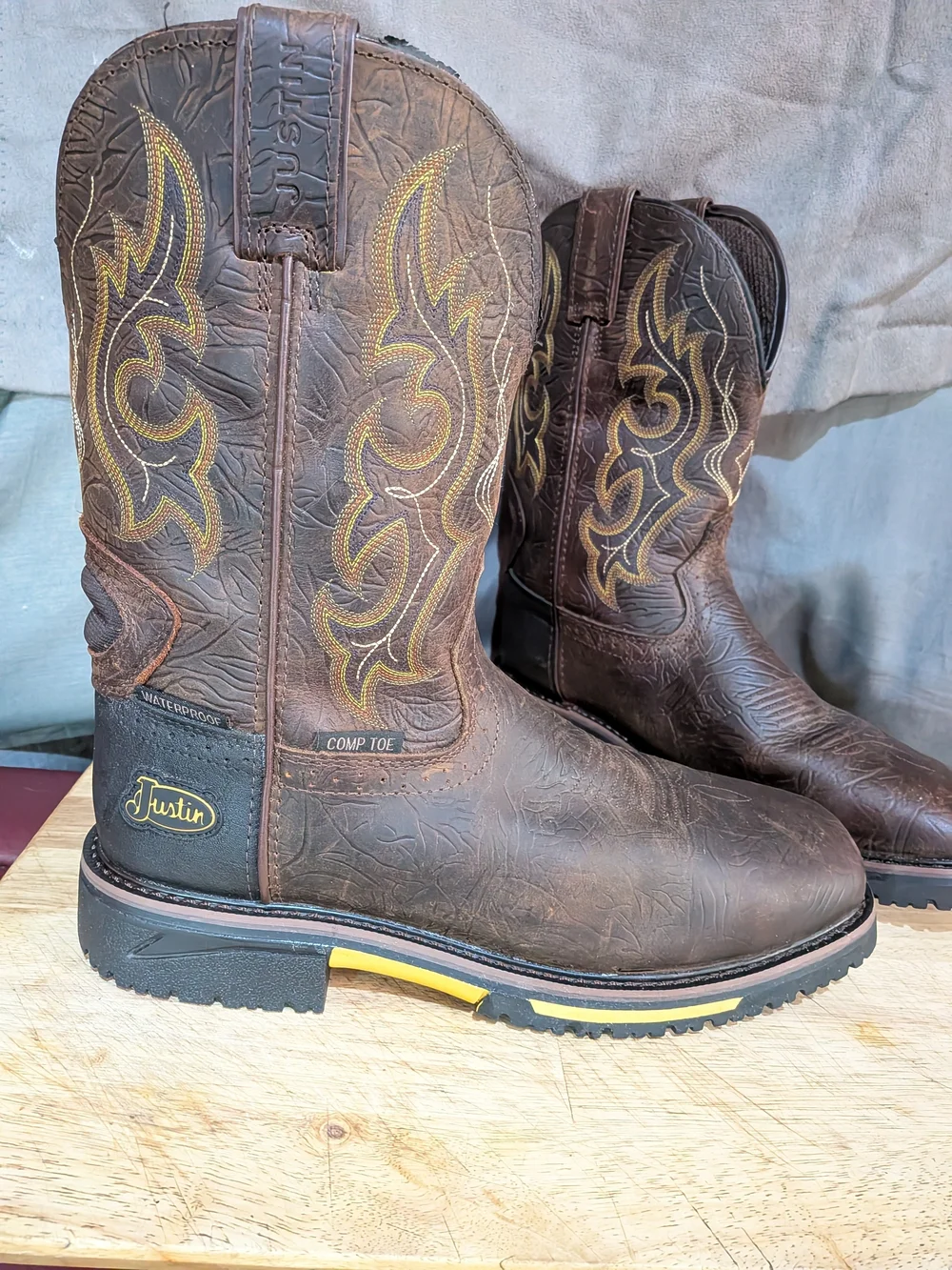 Justin Boots Men's Brown Composite-Toe Work Cowboy Boots